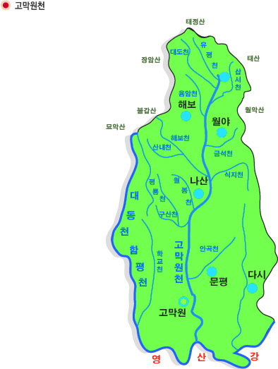 영산강 주요지천 지도_고막원천