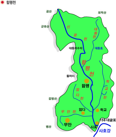 영산강 주요지천 지도_함평천