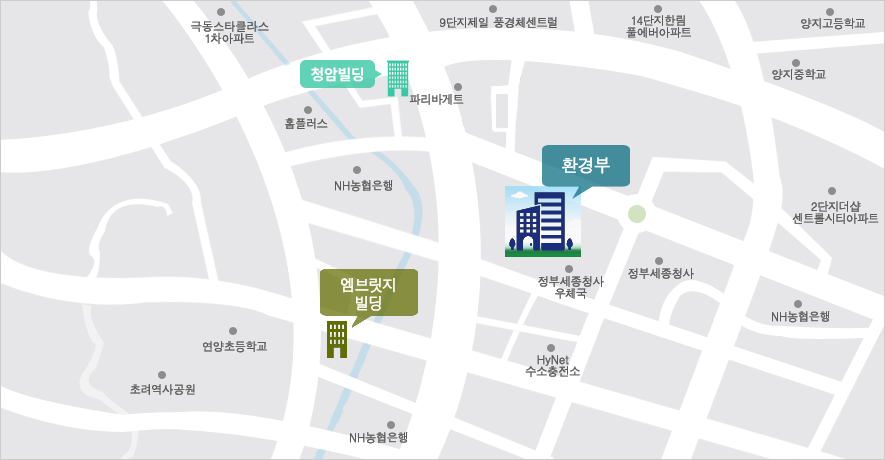 환경부는 오송역(KTX)에서 BRT 또는 751, 770 버스를 타신 후 하차 하시면 정부세종청사 6동에 위치합니다. 